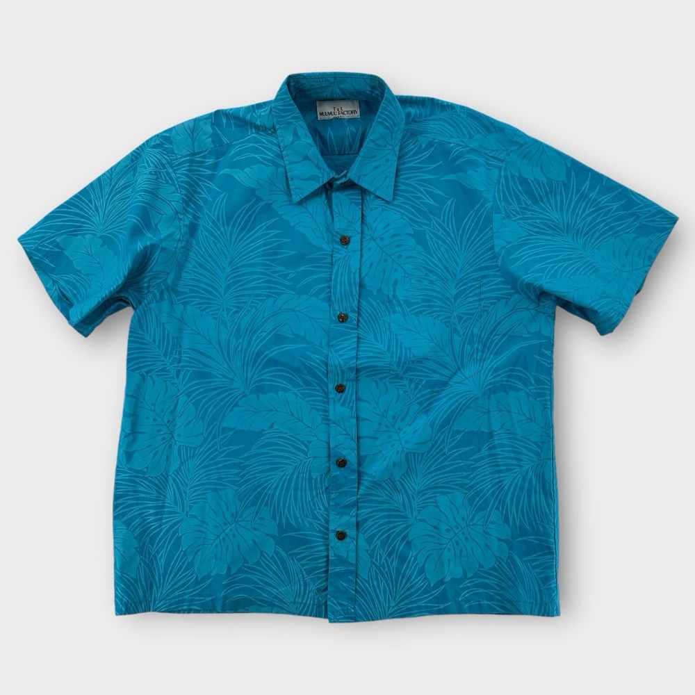 Vintage T&L Muumuu Factory Mens Hawaiian Shirt XL Blue‎ Made In Hawaii Aloha